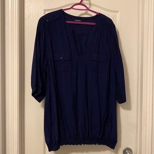 Short sleeve blouse with elastic waist